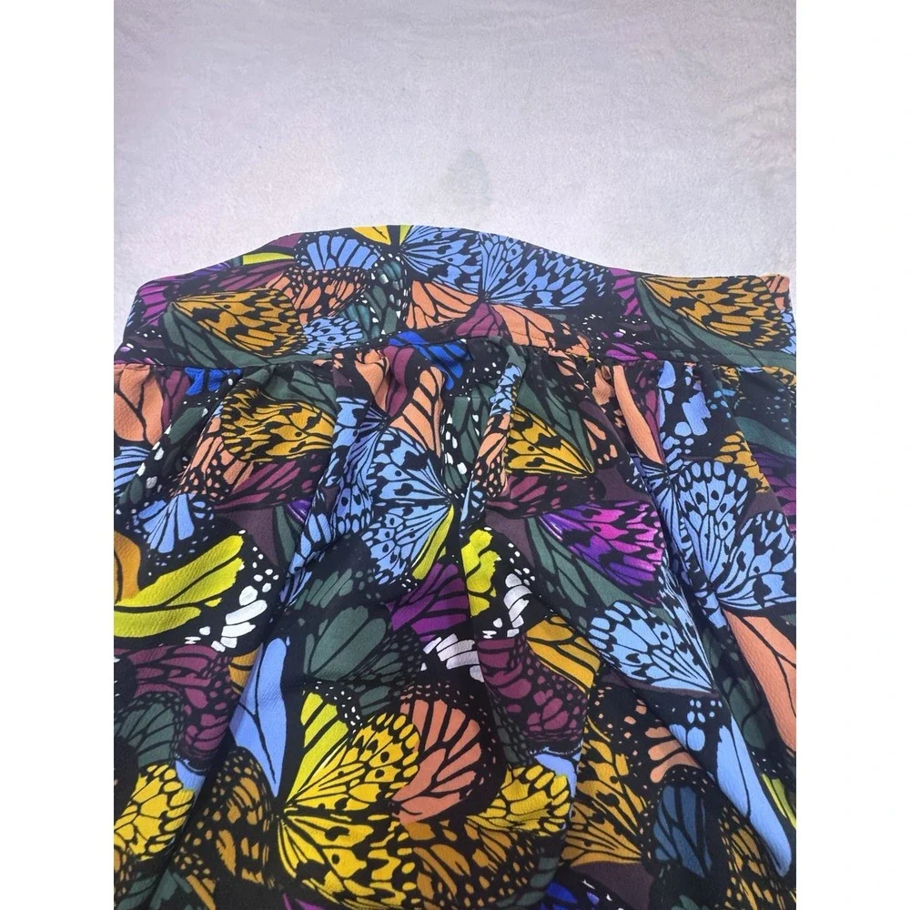 Hand Made Skirt Mini With Butterflies AOP Size Large Ruffles Zipper‎ Back Y2K